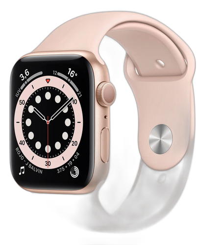 APPLE WATCH SERIES 6 44MM GOLD ALUMINIUM CASE WITH PINK SAND SPORT BAND GPS MODELO M00E3LL/A