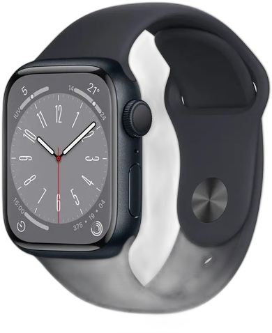 [PR10040APP0034] APPLE WATCH SERIES 8 GPS 41MM MIDNIGHT ALUMINIUM CASE S/M MIDNIGHT SPORT BAND MNU73LL/A