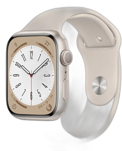 [PR10040APP0036] APPLE WATCH SERIES 8 GPS 45MM STARLIGHT ALUMINIUM CASE M/L STARLIGHT SPORT BAND MNUQ3LL/A