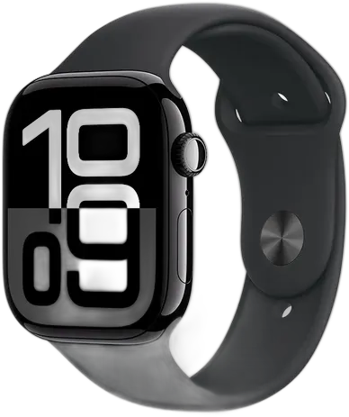 APPLE WATCH SERIE 10 46MM CASE JET BLACK ALUMINIUM CASE WITH BLACK SPORT BAND S/M MWWP3LW/A