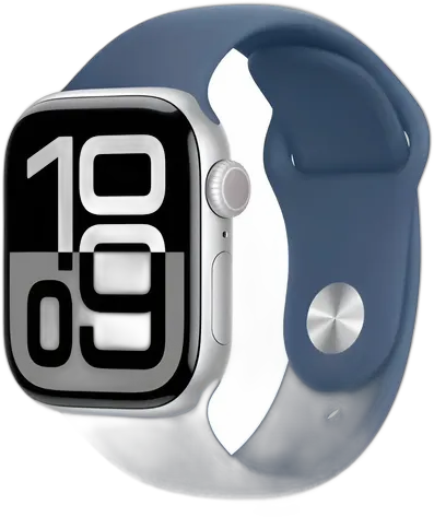 APPLE WATCH SERIE 10 42MM CASE SILVER AL DEMIM SPORT BAND M/L GPS MWWC3LW/A